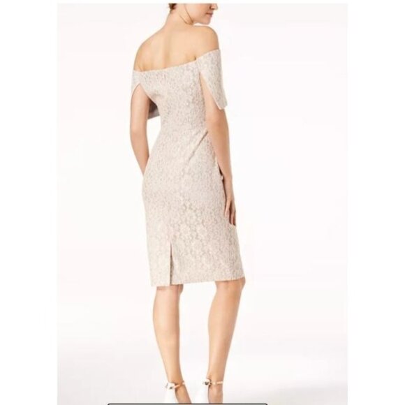 Vince Camuto Womens Off-Shoulder Lace Dress Size 14 beige formal - Picture 8 of 8